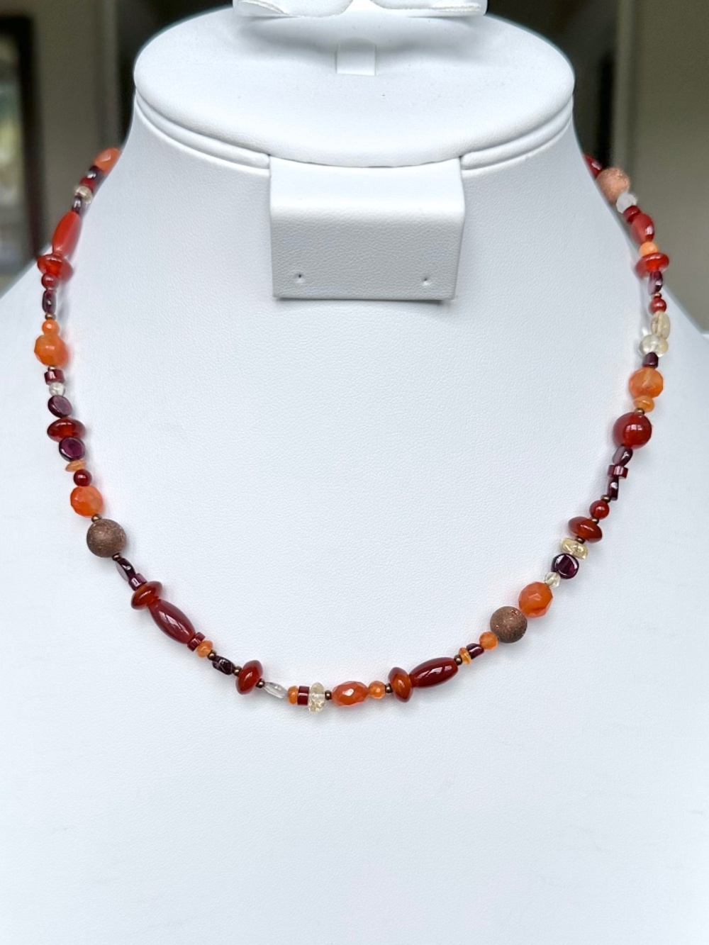 NWT Peyote Bird Free Spirit 16" Sunstone Carnelian Citrine Beaded Necklace 925